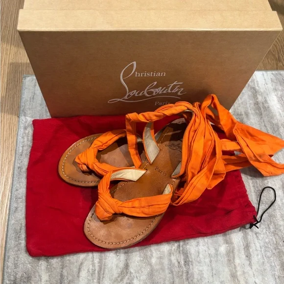 Christian Louboutin Bright Orange Sandals - Picture 1 of 3